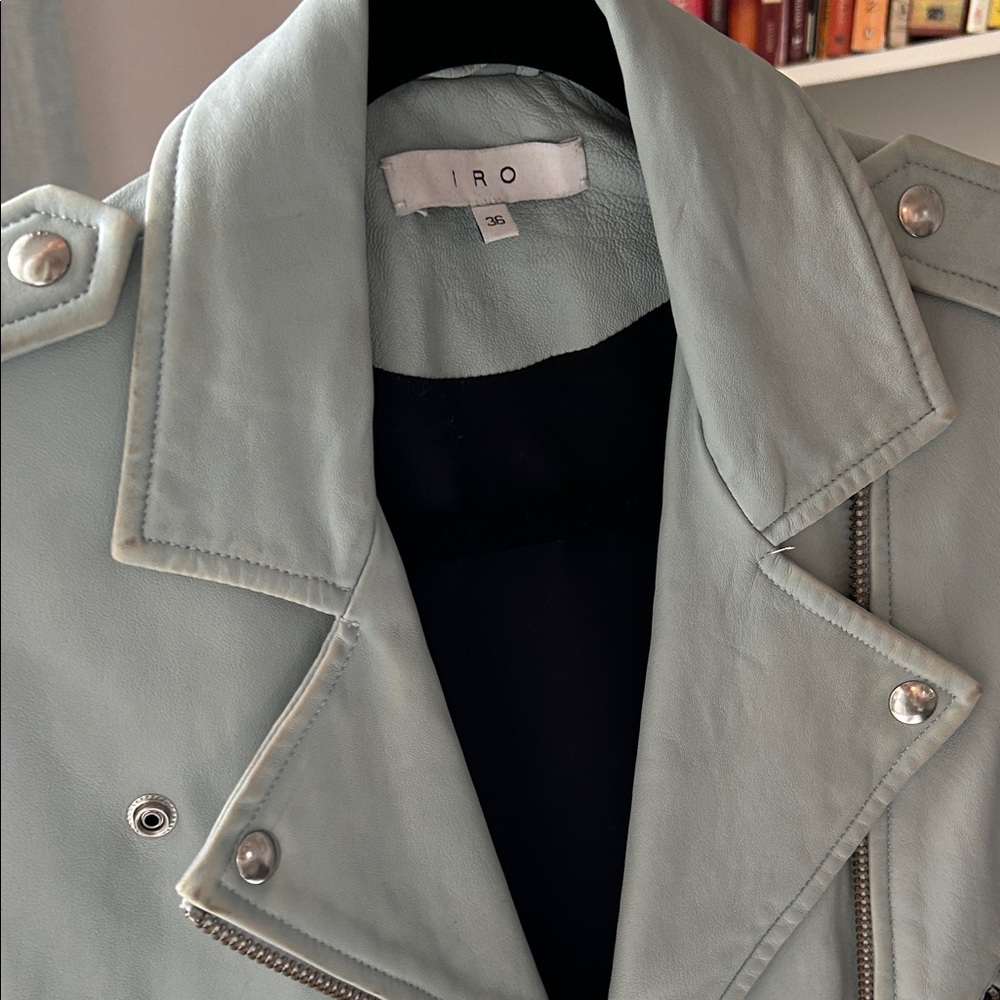 IRO Women's Baby Blue Leather Jacket